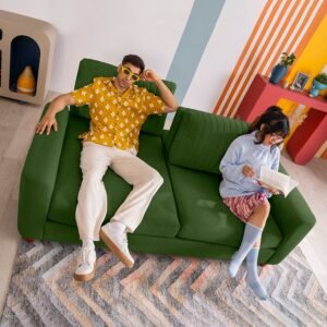 Sofa Tilt - 2 Seater Lounger Sofa with Adjustable Backrest - Avocado Green