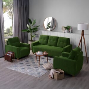 Sofa - 3+1+1 Seater Sofa Set (Fabric, Avocado Green)
