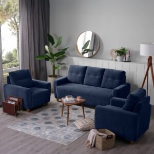Sofa - 3+1+1 Seater Sofa Set (Fabric, Berry Blue)