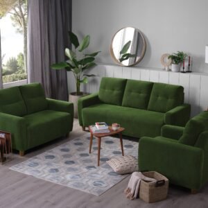 Sofa - 3+2+1 Seater Sofa Set (Fabric, Avocado Green)
