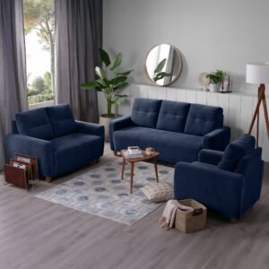 Sofa - 3+2+1 Seater Sofa Set (Fabric, Berry Blue)