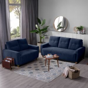 Sofa - 3+2 Seater Sofa Set (Fabric, Berry Blue)