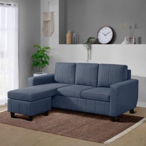 Sofa - 4 Seater Interchangeable L Shape Sofa Set (Fabric, Ocean Blue)