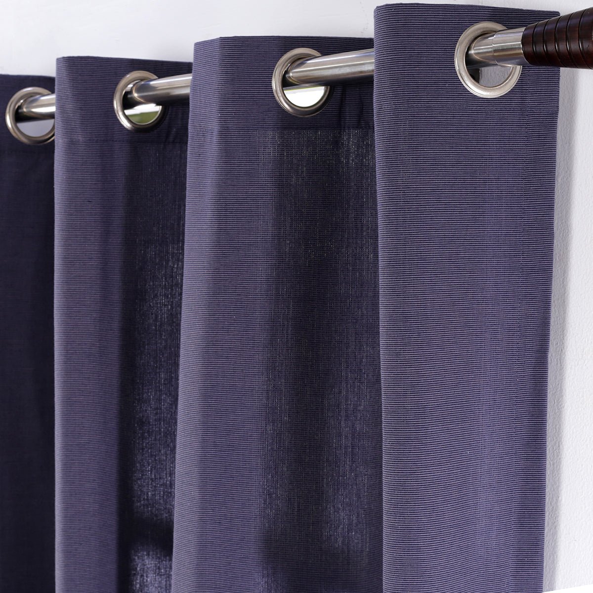Two Color Rib Woven Long Door Curtain Set