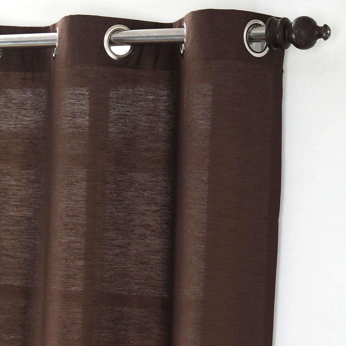 Tewly Tex Solid 2PC Brown Curtain Set