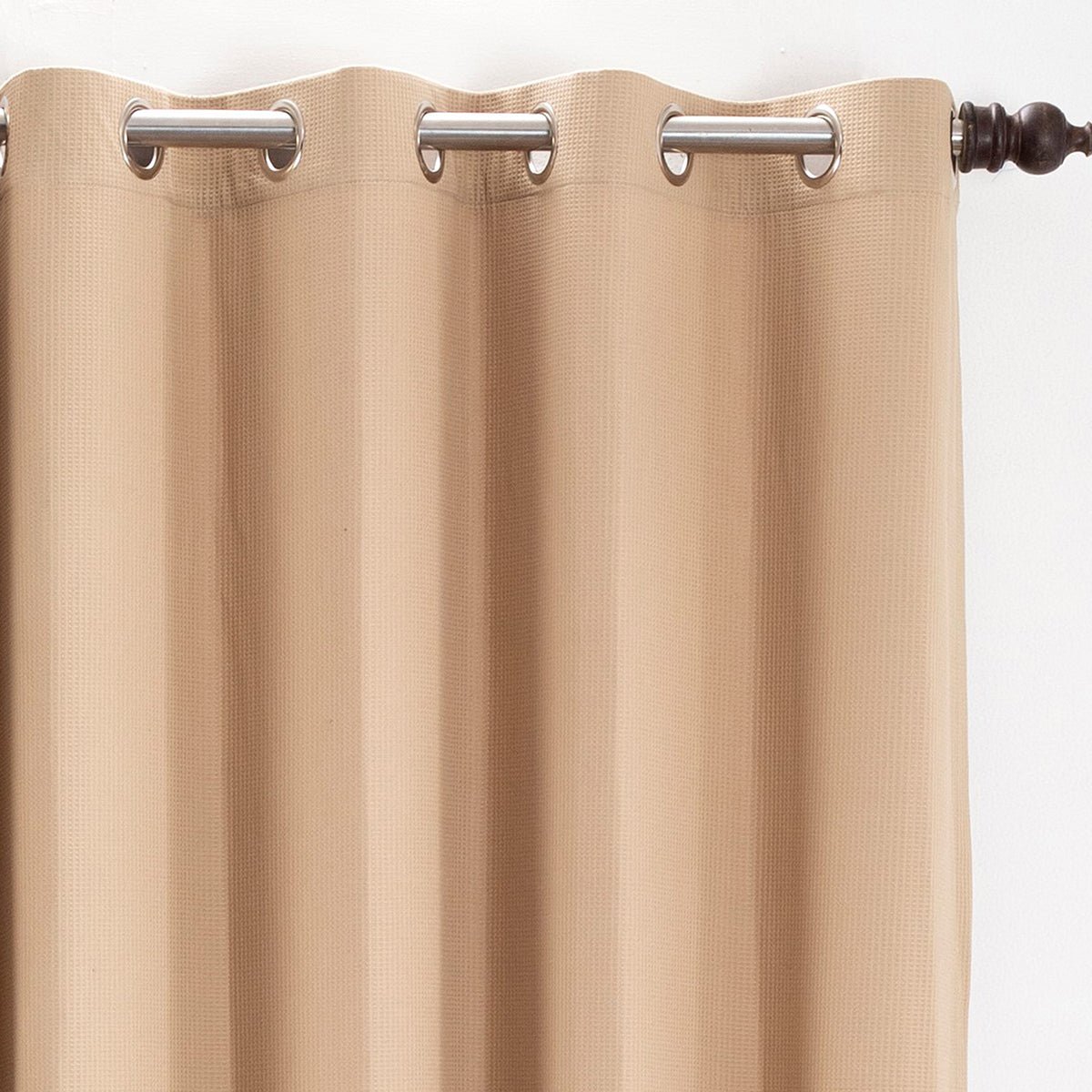 Ladder Stripe Solid 2PC Beige Curtain Set