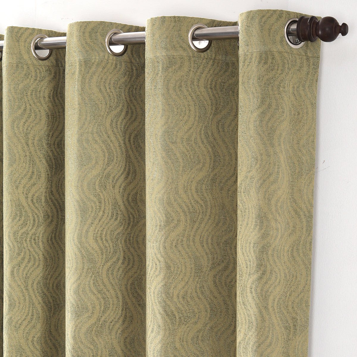 Oracle Chenille Textured 2PC Green Curtain Set