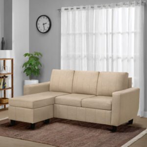 Sofa - 4 Seater Interchangeable L Shape Sofa Set (Fabric, Pebbel Brown)